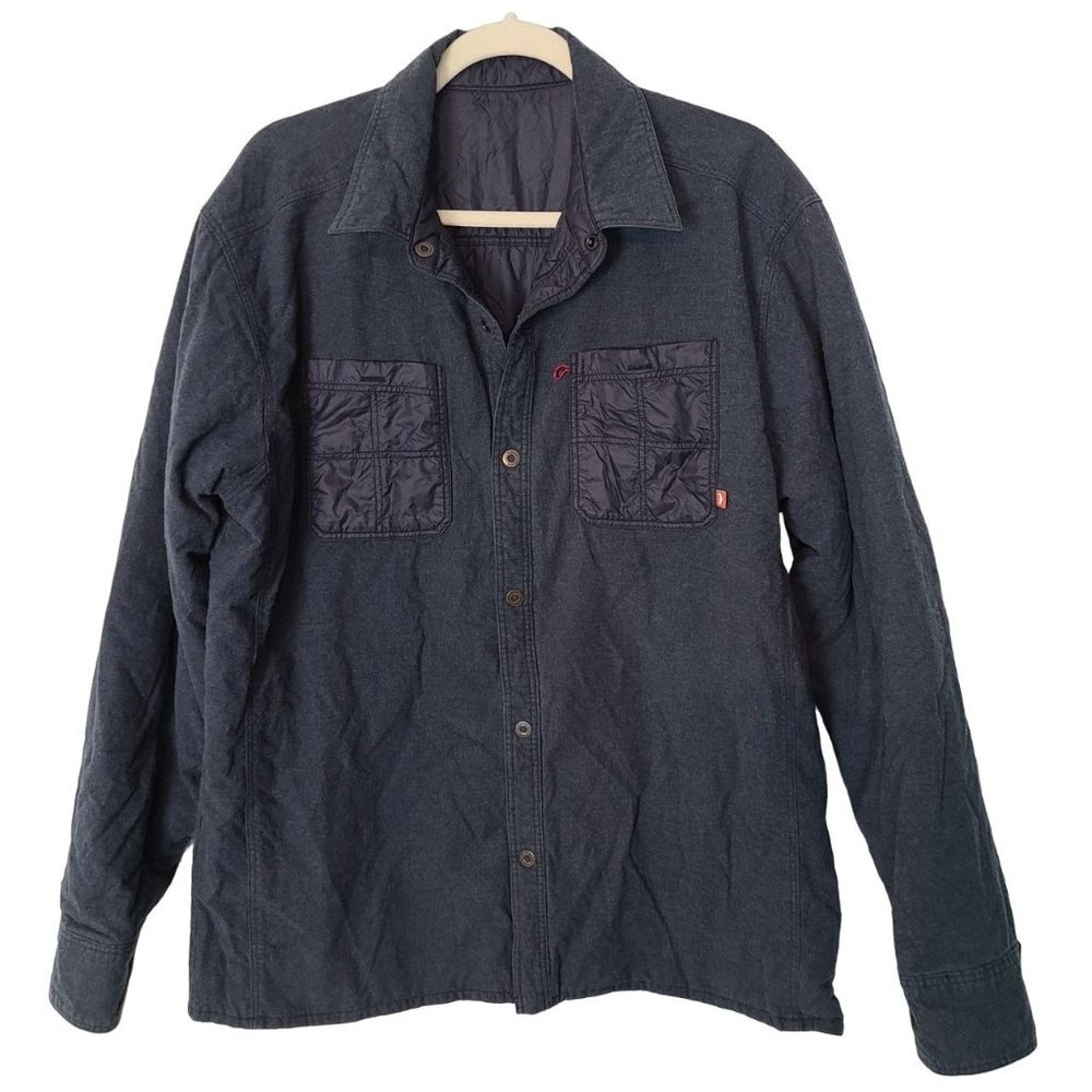 SIMMS Mens Black Snap Front Long Sleeves Lined Fishing Shirt Jacket Pockets